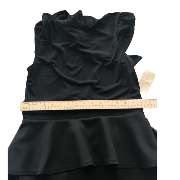 Forever 21 Dress Short Black Bodycon Sheer Peplum Open Back Womens Large NWT - Picture 5 of 7